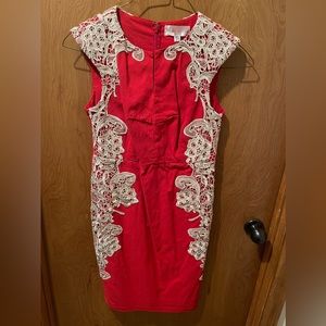 Paper Dolls Size 14 Red Sleeveless Dress w/ Cream Accents